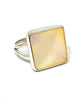 Square Light Peach Colored Mother of Pearl Ring - Size 7.5