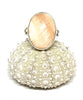 Oval Peach Colored Mother of Pearl Ring - Size 7