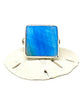 Square Aqua Colored Mother of Pearl Ring - Size 8