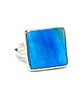 Square Aqua Colored Mother of Pearl Ring - Size 8