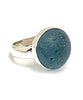 Steel Blue Sea Glass Marble Ring - Size 6.5