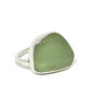 Textured Chunky Light Olive Green Sea Glass Ring - Size 7