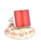 Square Coral Colored Mother of Pearl Ring - Size 9.5