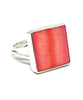 Square Coral Colored Mother of Pearl Ring - Size 9.5