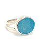 Clear Aqua Sea Glass Ring - Size 6