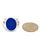Oval Blue Sea Glass Split Band Ring - Size 5