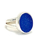 Oval Blue Sea Glass Split Band Ring - Size 5