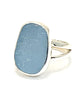 Sky Blue Sea Glass Split Band Unisex Ring - Size 6.5