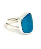 Dark Turquoise Textured Sea Glass Split Band Ring - Size 5