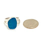 Dark Turquoise Textured Sea Glass Split Band Ring - Size 5