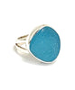 Light Aqua Blue Sea Glass Split Band Ring - Size 6.5