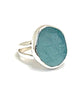 Textured Sky Blue Sea Glass Split Band Ring - Size 5.5