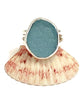 Textured Sky Blue Sea Glass Split Band Ring - Size 5.5