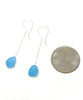 Dark Aqua Sea Glass Chain Earrings
