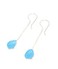 Dark Aqua Sea Glass Chain Earrings
