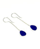 Cobalt Sea Glass Chain Earrings