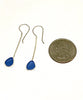 Denim Blue Sea Glass Chain Earrings