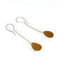 Light Brown Sea Glass Chain Earrings