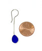 Dark Cobalt Blue Sea Glass Chain Earrings