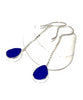Dark Cobalt Blue Sea Glass Chain Earrings