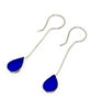 Cobalt Blue Stained Glass Teardrop Chain Earrings