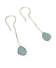 Soft Aqua Sea Glass Chain Earrings