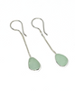 Coke Bottle Blue Sea Glass Chain Earrings