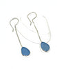 Dark Aqua Sea Glass Chain Earrings