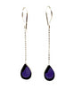 Dark Purple Clear Stained Glass Teardrop Chain Earrings