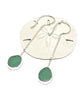 Dark Aqua Green Sea Glass Chain Earrings