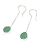 Dark Aqua Green Sea Glass Chain Earrings