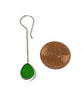 Green Sea Glass Chain Earrings