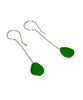 Green Sea Glass Chain Earrings