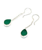 Dark Turquoise Green Sea Glass Chain Earrings