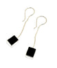 Dark Green Stained Glass Rectangle Chain Earrings