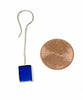 Teal Stained Glass Rectangle Shaped Chain Earrings