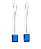 Teal Stained Glass Rectangle Shaped Chain Earrings