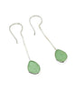 Textured Light Green Sea Glass Chain Earrings