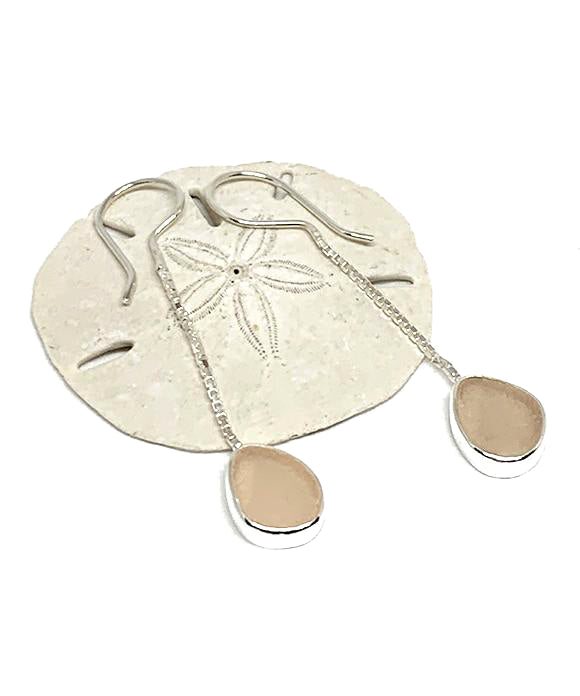 Pink Sea Glass Chain Earrings