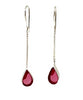 Raspberry Red Clear Stained Glass Tear Drop Chain Earrings