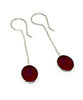 Iridescent Dark Red Clear Stained Glass Oval Chain Earrings