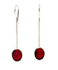 Iridescent Dark Red Clear Stained Glass Oval Chain Earrings