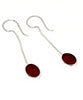 Dark Red Clear Stained Glass Oval Chain Earrings