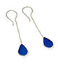 Dark Turquoise Clear Stained Glass Teardrop Chain Earrings