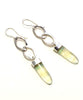 Yellow Fluorite Bullet & Silver Loop Chain Earrings