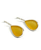 Amber Sea Glass Teardrop Shape Single Earrings