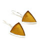 Dark Amber Triangle Sea Glass Single Drop Earrings
