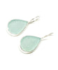 Aqua Teardrop Sea Glass Single Drop Earrings