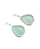 Aqua Teardrop Sea Glass Single Drop Earrings