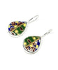 Colorful Textured Bold Teardrop Vintage Pottery Single Drop Earrings